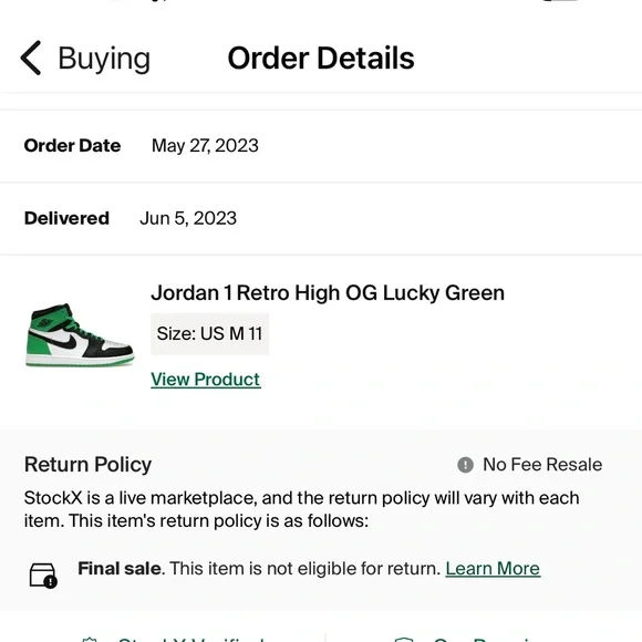 SOLD!!!! Nike Jordan 1, Lucky Green. Size 11, NIB - Picture 6 of 6